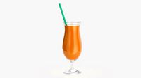 tulip cocktail glass with orange juice and straw
