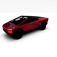 tesla cybertruck with chassis and interior red