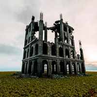 destroyed building old post apocalypse pbr realistic abandoned
