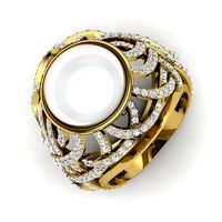 Vintage Pearl with Dimond women ring 3dm render detail  | 3D