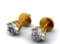 Solitaire Earrings 3Dm STL OBJ FBX Render Details | 3D