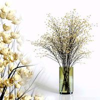 Yellow flowers with yellow galss vase bouquet 23