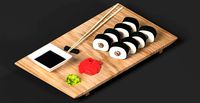 sushi on a board