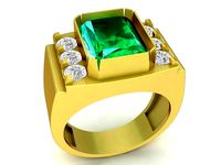 asia lucky emeral diamond men ring 3464 | 3D