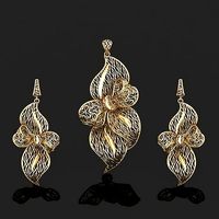 Bow tie design turkey style filigree set earring pendent  | 3D