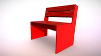 Park Bench [8] Oak Red Metal Frame 1