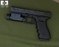 Glock 17 with Flashlight 3D Model