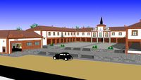 Ayuntamiento y Plaza Mayor (Las Rozas de Madrid, estado original, 1948, España)