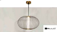 PENDENTE LED LANTERNA REDONDO 3000K 16W BIVOLT Ø50CM METAL E ACRÍLICO DOURADO-BELLA ILUMINAÇÃO HC010