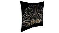 222647 - LINDERO Coussin en velours de coton noir feuille de palme dorée brodée 45x45
