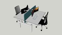 Duo bureau 80x160 wit blad akoestisch scherm 2 bureaus groep