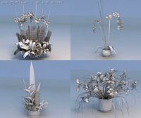 4 flowers 3D Model