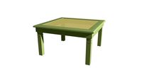 MESA QUADRADA FIORENTINA VERDE CELADON COM PALHA E VIDRO (6882, 6821) - Center Festas