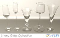 Sherry Glasses Collection Vray 3D Model