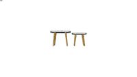 KAYLA - Tables gigognes blanches motifs gravs et verre REF 188318 PRIX 199