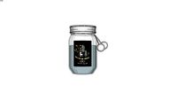 Bougie parfume bleu gris bocal en verre pompons REF 182979 PRIX 8,99