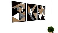 QUADROS DECORATIVOS - GEOMETRICO MARRON - TRIO 60X84CM