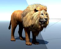 Lowpoly Male Lion Rigged and Animated for VR AR Games