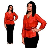 001178 oldy woman in coral blouse long hairs