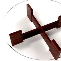 Brazilian Rosewood Coffee Table with Round Glass Top