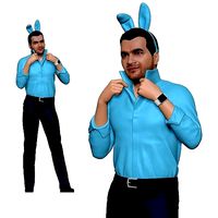 001179 man in blue colores rabbit ears 3d print ready | 3D