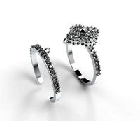 duoble ring with clover | 3D