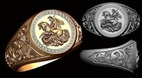 Saint George Relief Gents Signet Ring | 3D