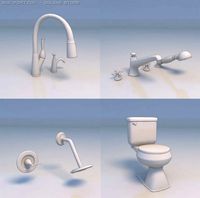Water faucet shower toilet bat 3D Model