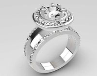 Halo Cushion Diamond Engagement Ring | 3D