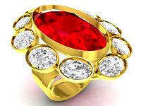 asian oval diamond women ring 3491 | 3D
