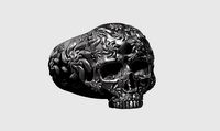 skull ornament flower ring a27 3d print model | 3D