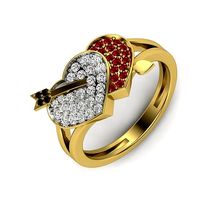 heart shape color dimond women ring 3dm render detail  | 3D