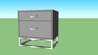 Nicole Miller Jin Side Table Nightstand High Gloss with Metal Base - Light Grey - Silver