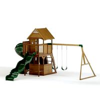Childrens Playhouse with slides swings climbing wall and ladder