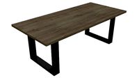 wooden table black metal base