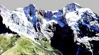 Mountain landscape and cityscape Lauterbrunnen Switzerland