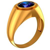 Men ring with oval gem | 3D