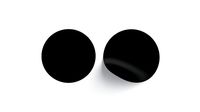 Two Black Round Stickers - smooth and bended adhesive labels