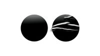 Two Black Round Stickers - sleek and wrinkly sticky tag