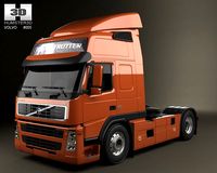 Volvo Tractor Trailer Semi Cab FM 3D Model