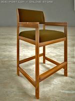 Single chair with cushion seat in oak 3D Model
