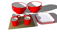 conjunto vermelho tigelas xicaras