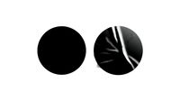 Two Black Round Stickers - smooth and rugose glued label