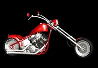 Chopper Motorcycle Red 3D Model