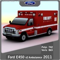 Ford E450 Ambulance v2 3D Model