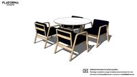 PLAFORMA ZULU WOOD MARBLE DINING TABLE AND FOXTROT ALL WOOD POLTRONA CHAIR