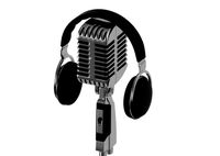 Vintage Microphone with Headphones 3D Model
