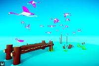 Toon Flamingo Bird Flock