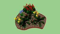 Isla de flores tridimensional