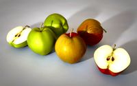 apple green red and sliced